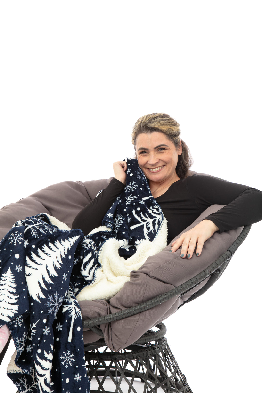 Plaid N&B - Couverture Sherpa