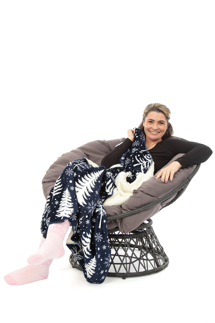 Plaid N&B - Couverture Sherpa