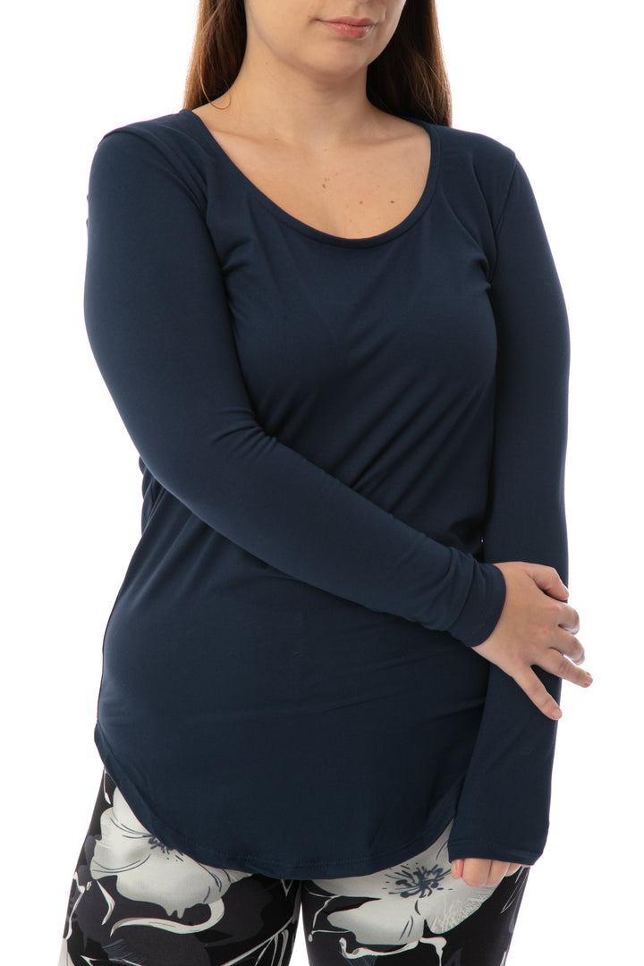 Deep Blue - Long Sleeve Tunic Top