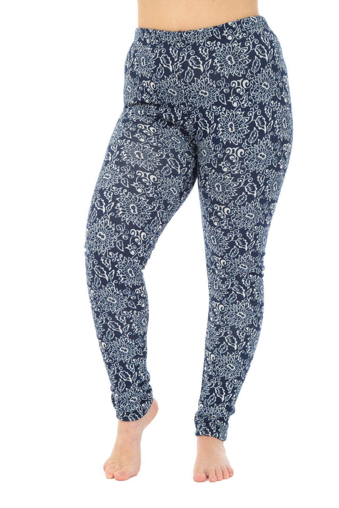 Navy Garden - Cozy Lined Leggings