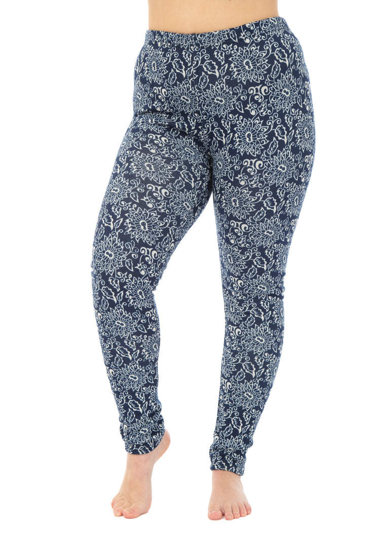 Navy Garden - Cozy Lined Leggings