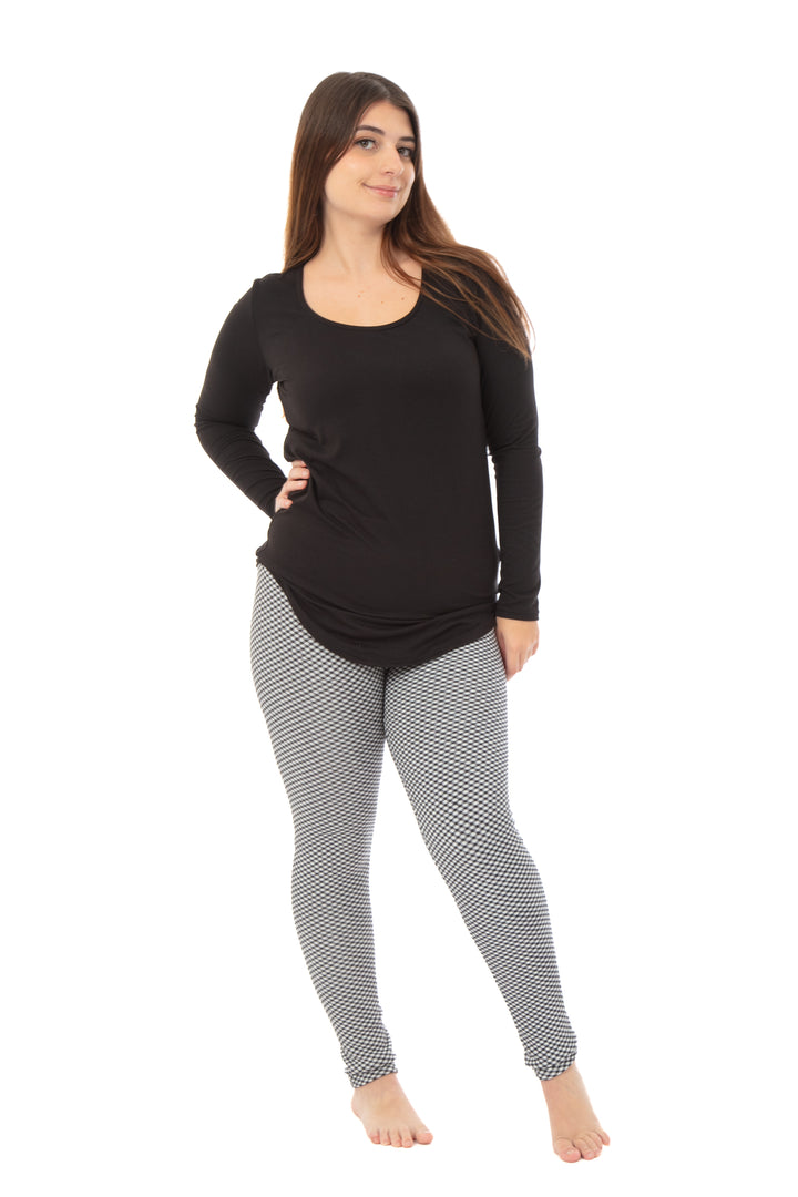 Tiny B&W Checks - Cozy Lined Leggings