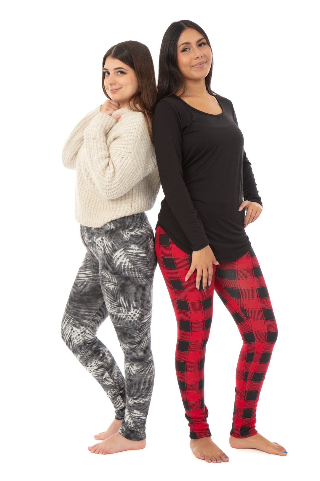 Red Plaid - Cozy Lined Leggings
