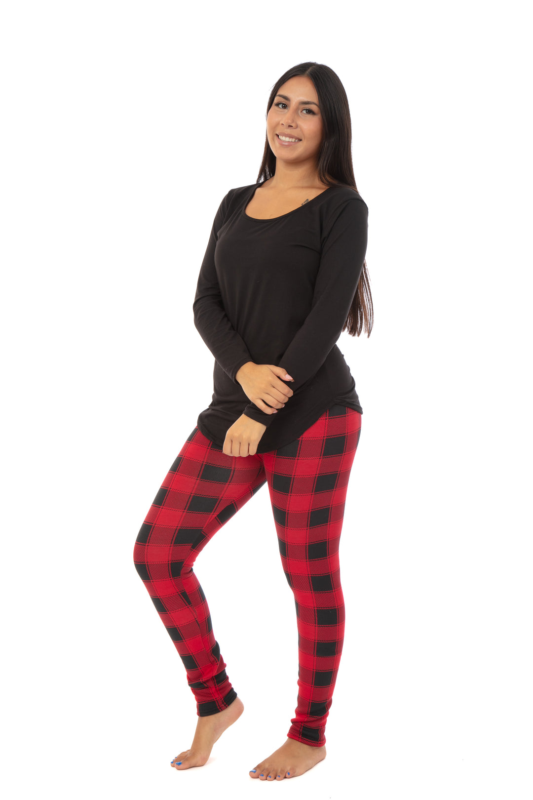 Red Plaid - Cozy Lined Leggings