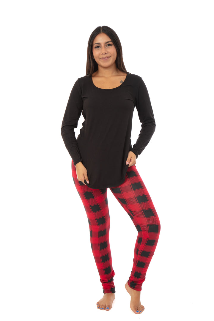 Red Plaid - Cozy Lined Leggings
