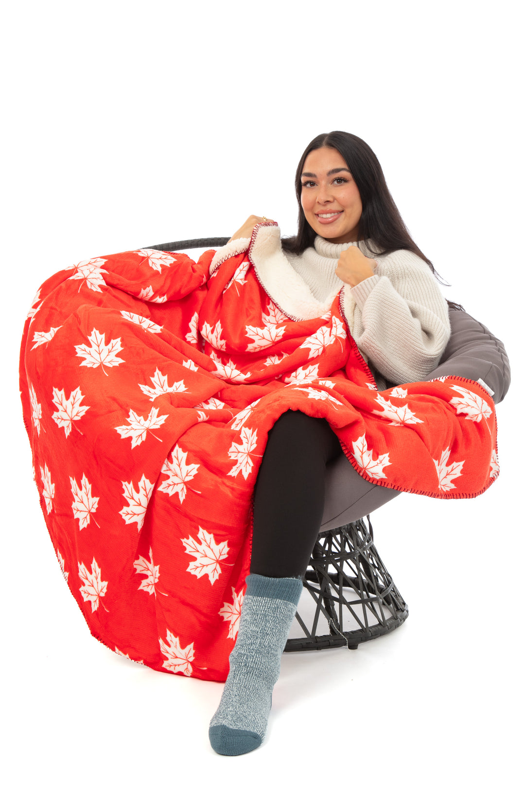 Plaid N&B - Couverture Sherpa
