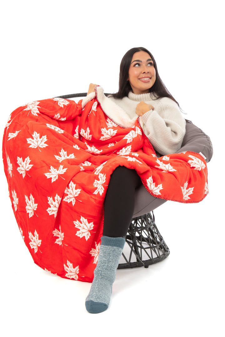 Plaid N&B - Couverture Sherpa