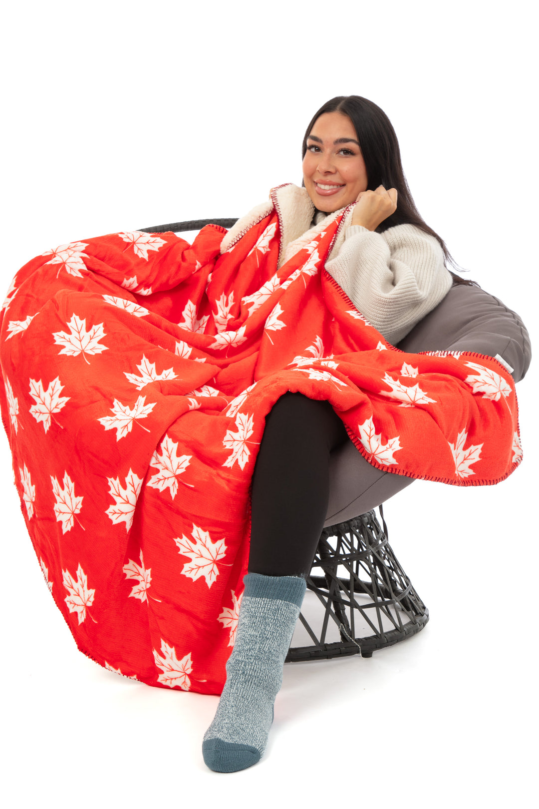 Plaid N&B - Couverture Sherpa