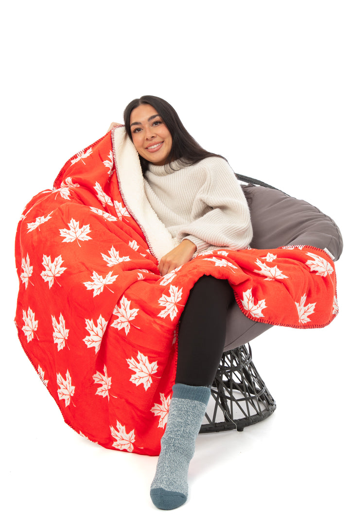 Plaid N&B - Couverture Sherpa