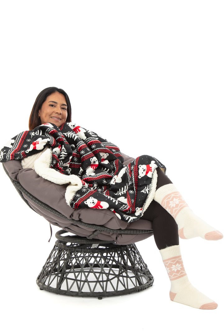 Plaid N&B - Couverture Sherpa