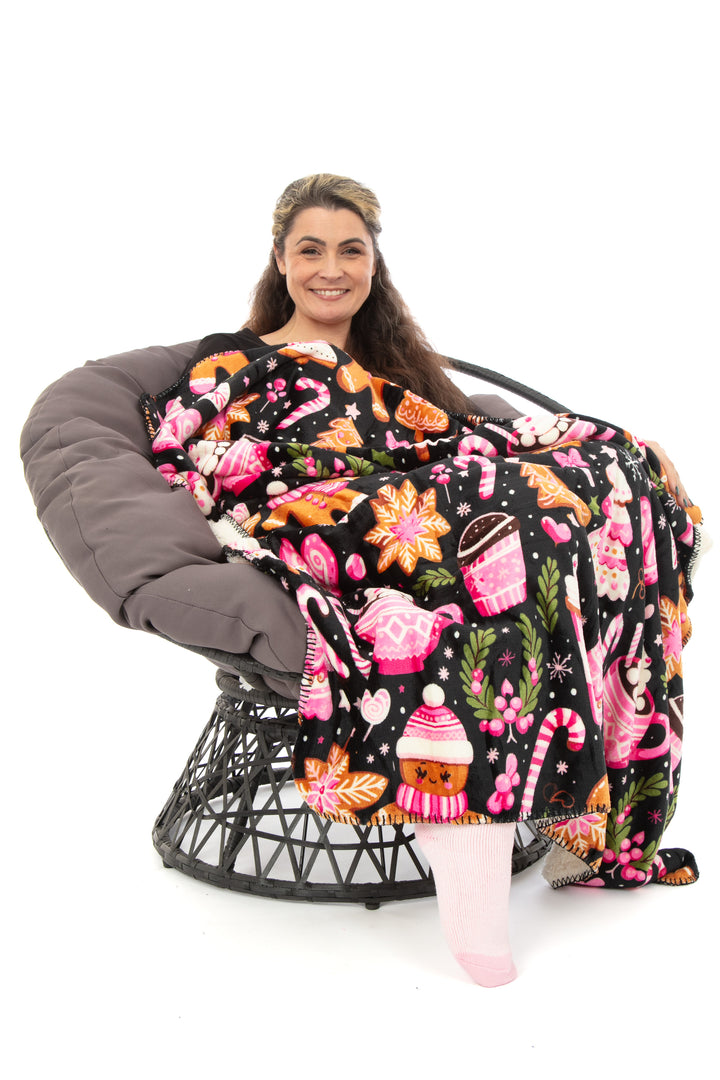 Plaid N&B - Couverture Sherpa
