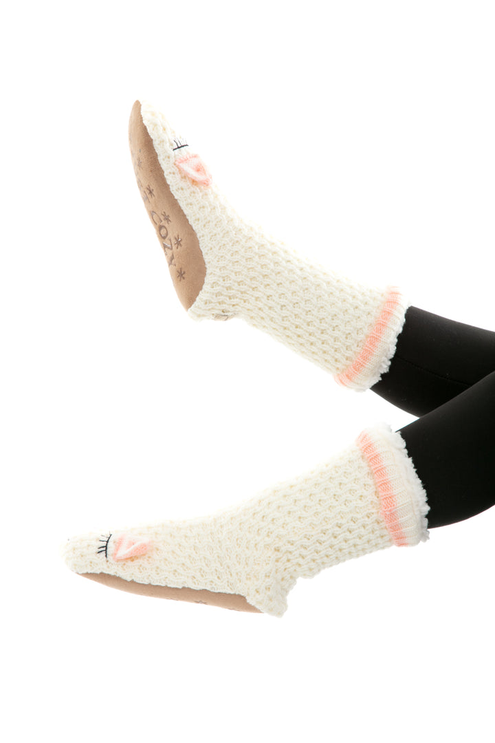 White & Pink - Cozy Slipper Socks