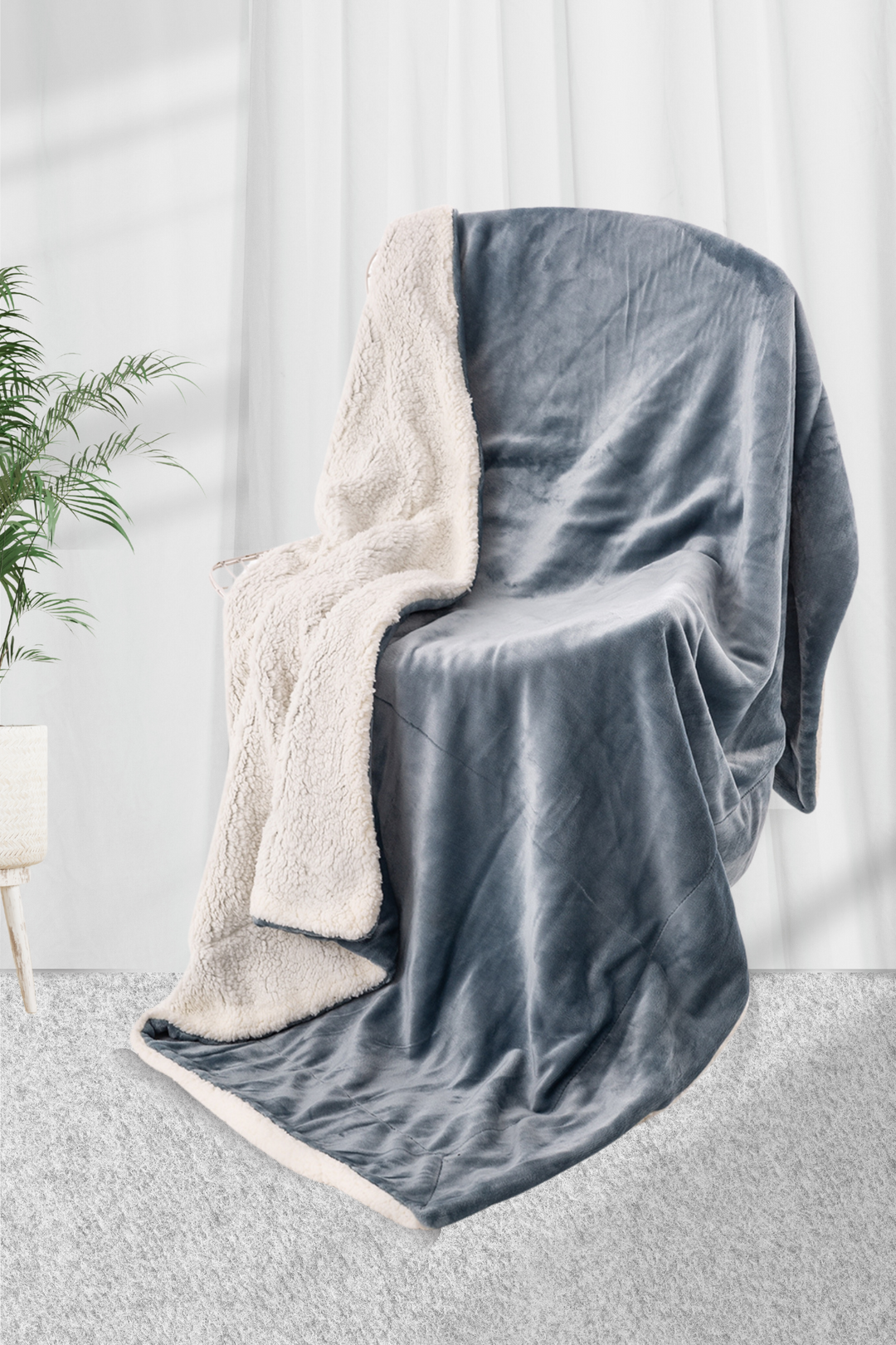 Bluish Grey - Sherpa Blanket – Just Cozy Bluish Grey - Sherpa Blanket – Just Cozy