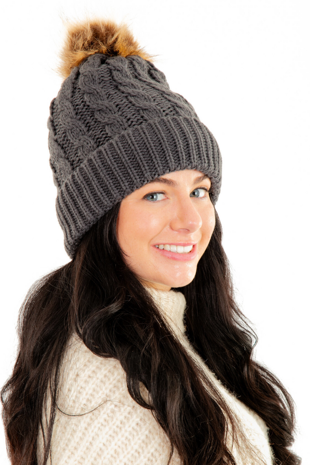 Gray knit hat sales