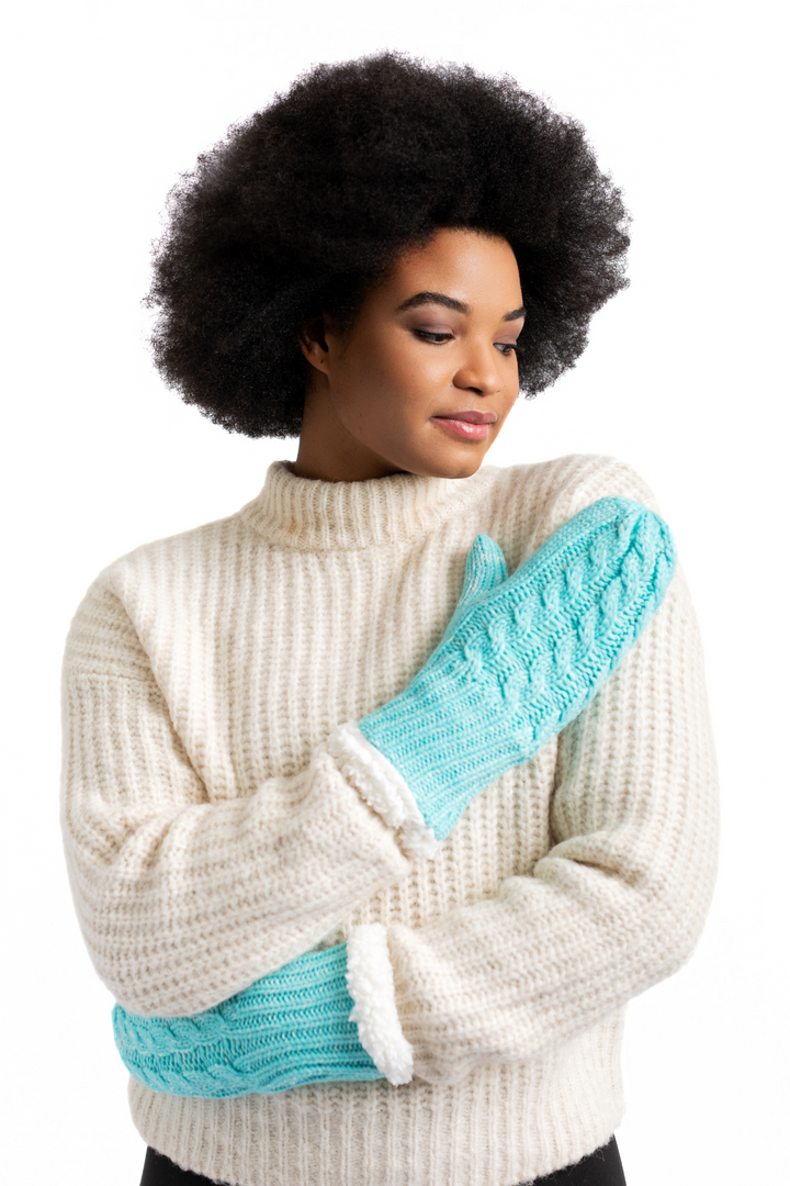 Cyan Blue - Cozy Lined Mittens