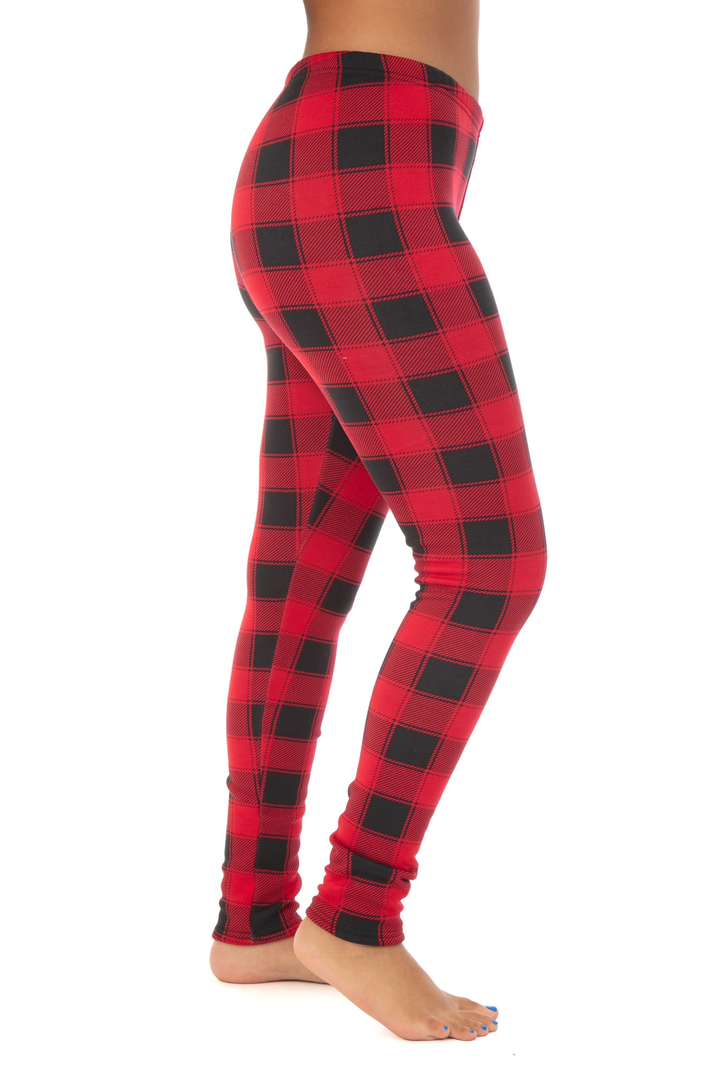 Red Plaid - Cozy Lined Leggings
