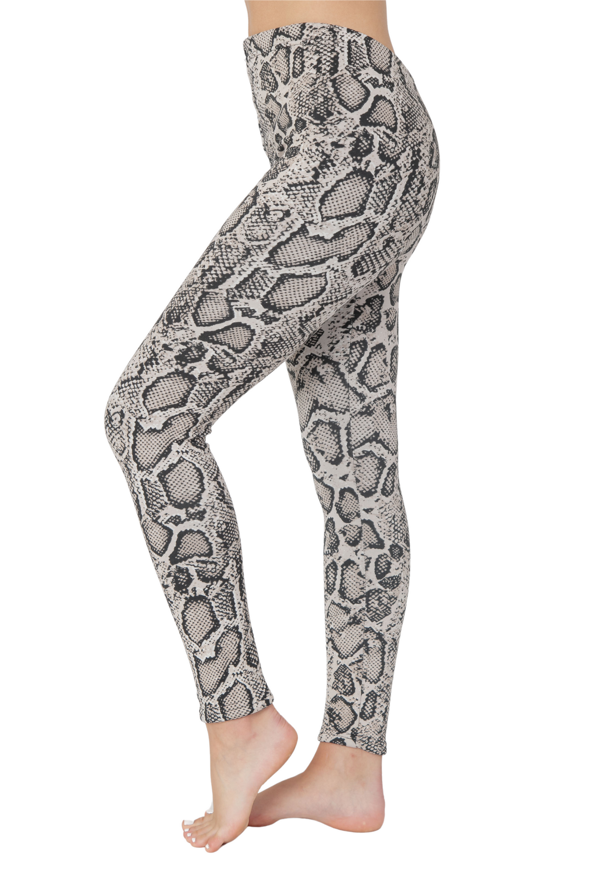 Women Tummy Control Leggings High Waisted Snake Print Leather Effect FS792