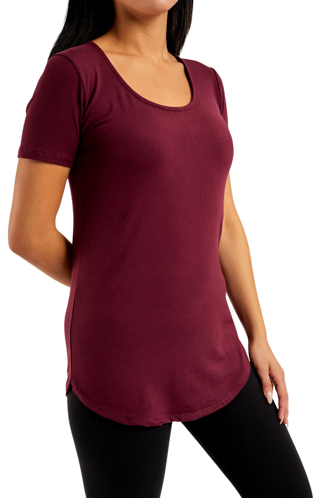 Burgundy - Short Sleeve Tunic Top – Just Cozy