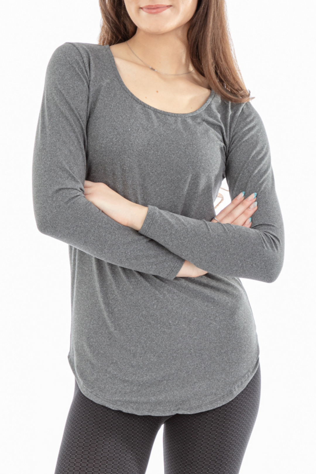 Gray - Long Sleeve Tunic Top