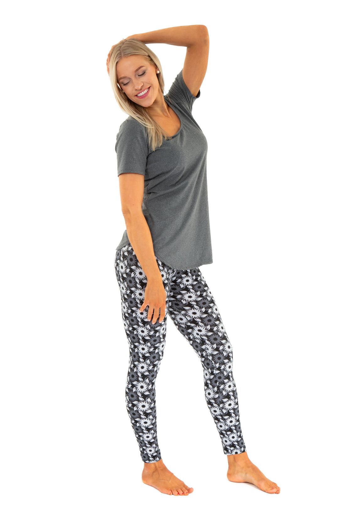 Grey & White Flowers - All Season Leggings