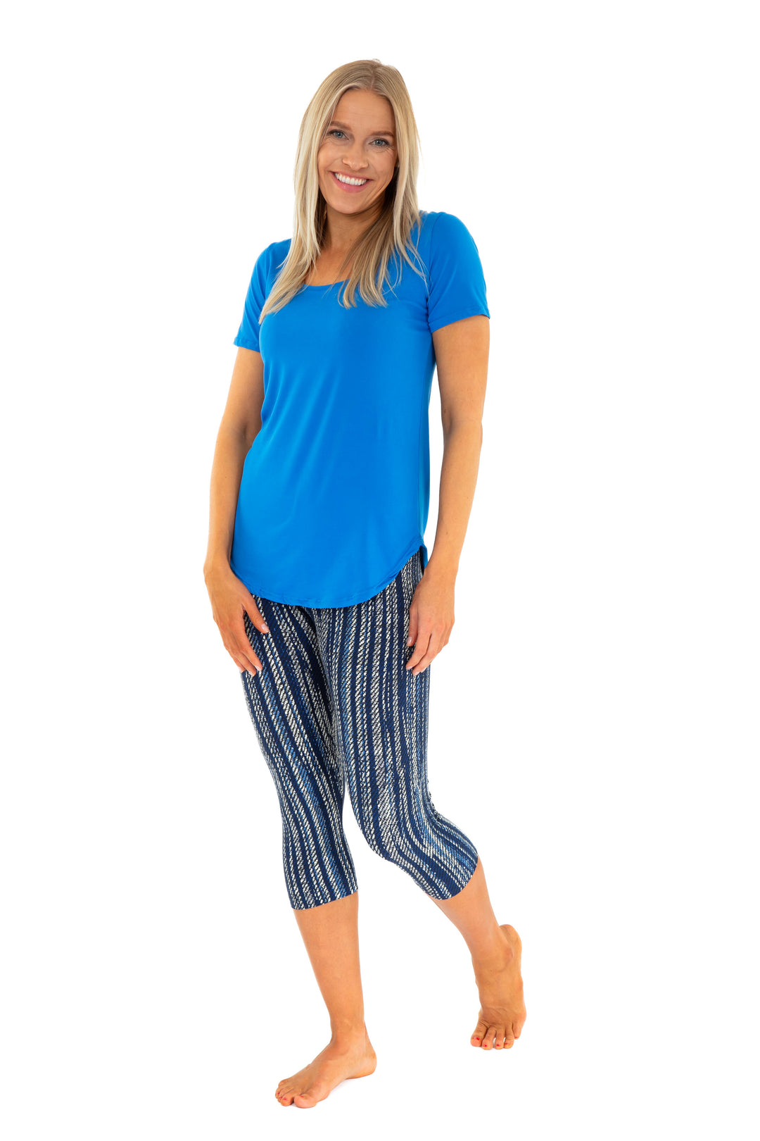 Vintage Blue Lines - Capris