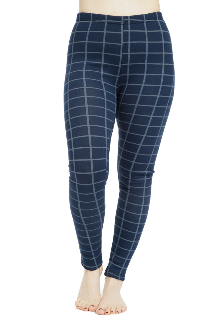 Navy Check - Cozy Lined Leggings