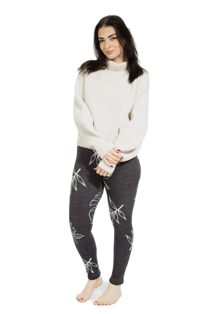 Feuilles en gris - Leggings doublés confortables