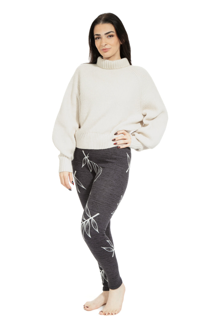 Feuilles en gris - Leggings doublés confortables
