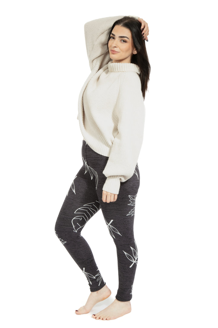 Feuilles en gris - Leggings doublés confortables
