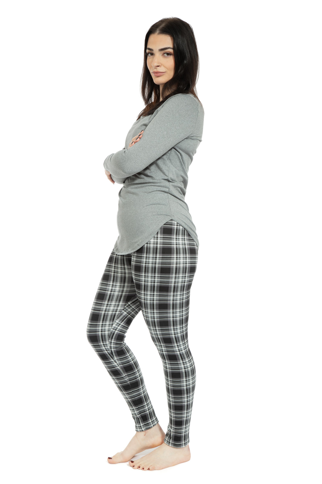 Black & White Tartan - Cozy Lined Leggings