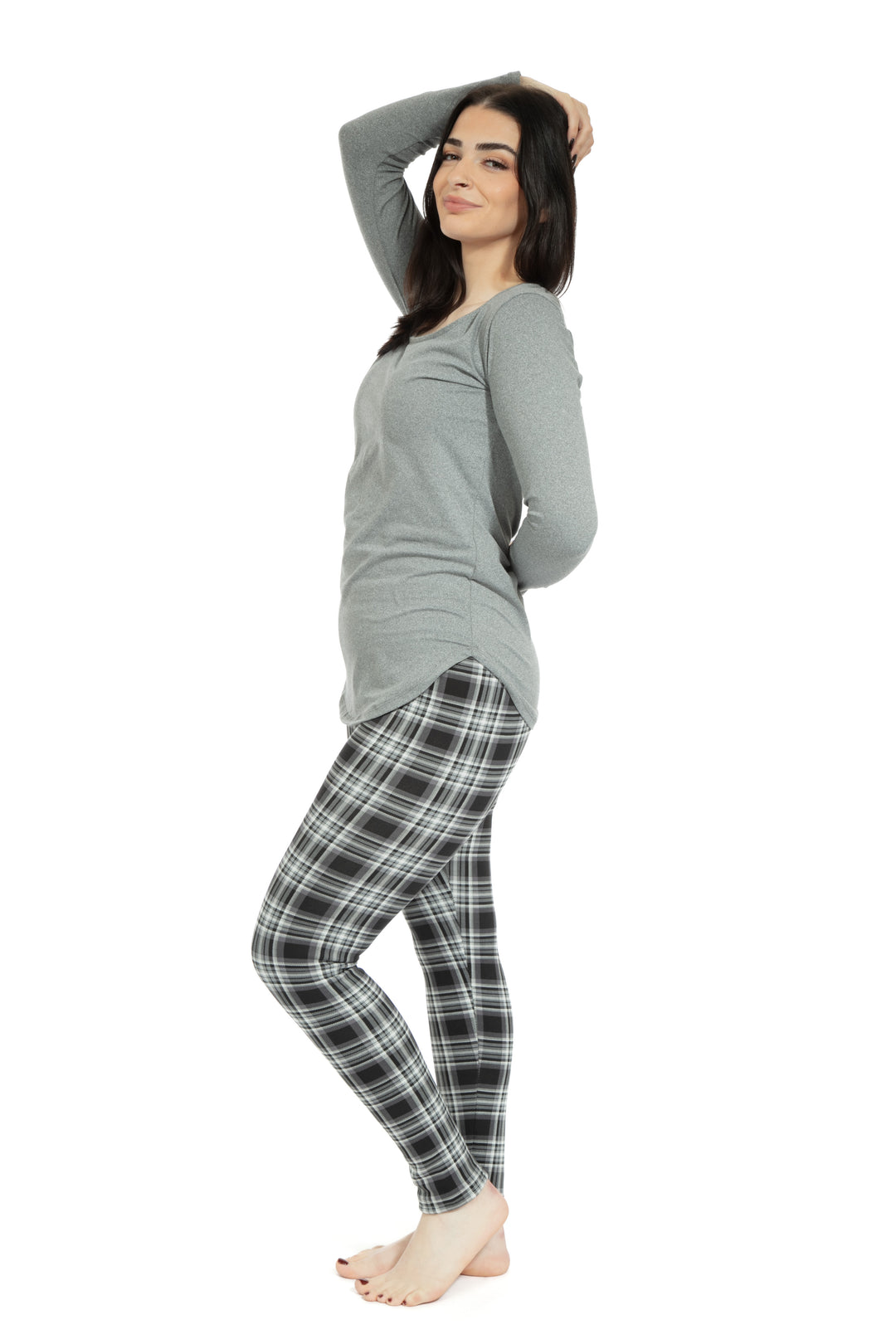 Black & White Tartan - Cozy Lined Leggings