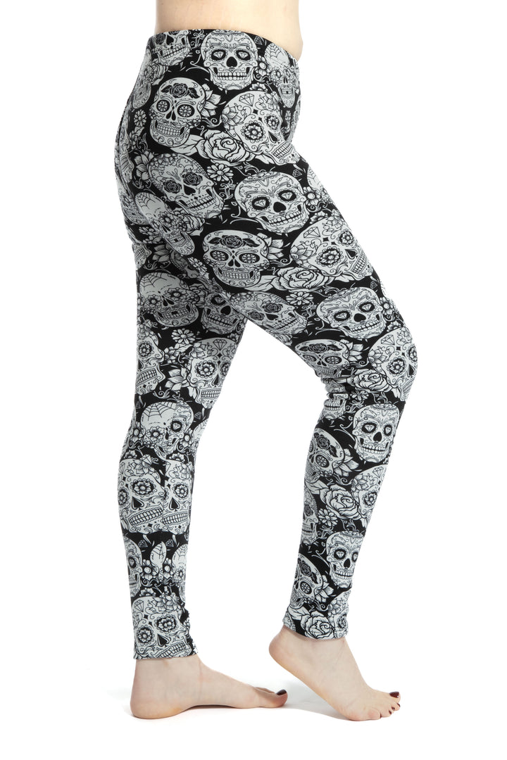 White Skull - Cozy Lined Leggings