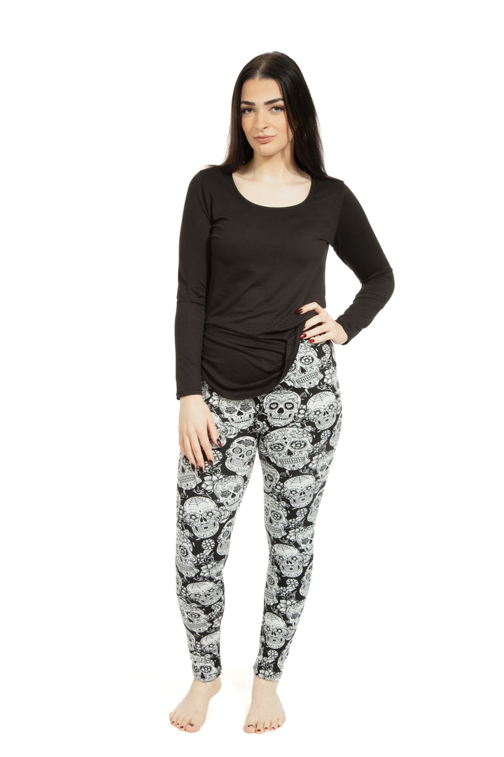 White Skull - Cozy Lined Leggings