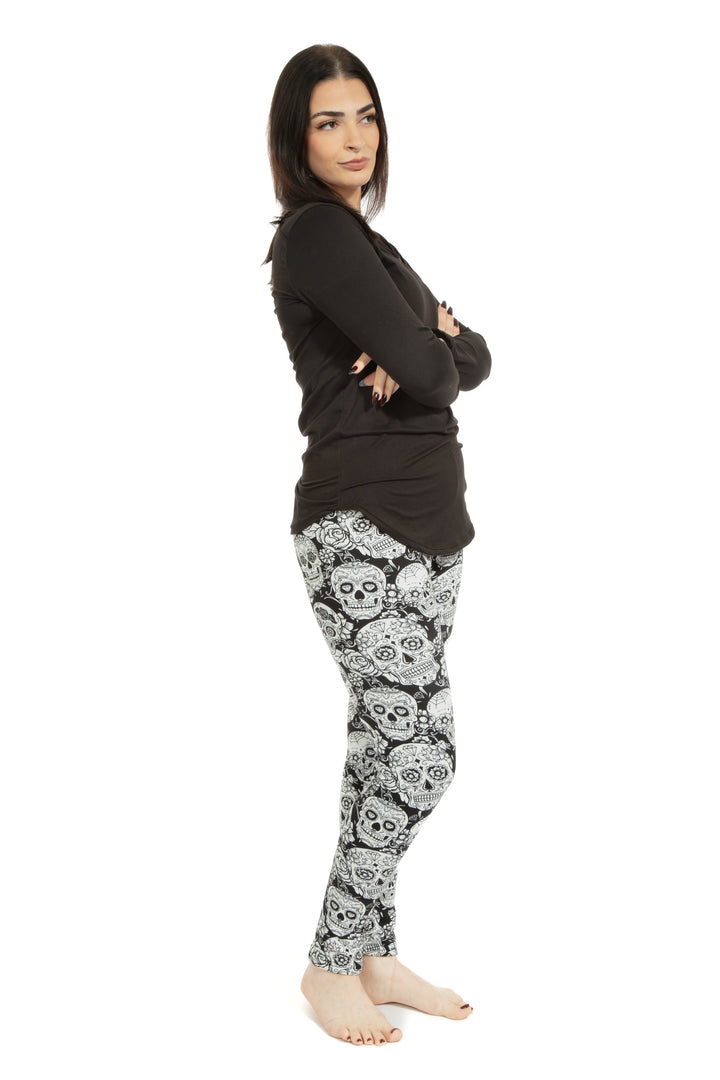 White Skull - Cozy Lined Leggings