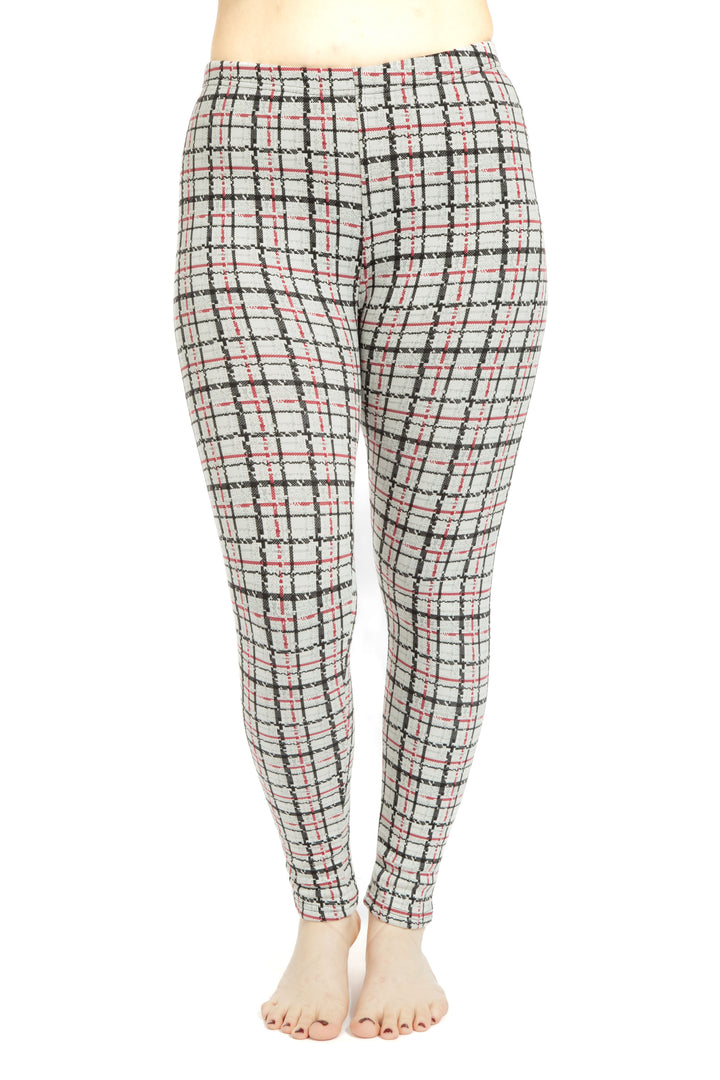 Light Gray Tartan - Cozy Lined Leggings