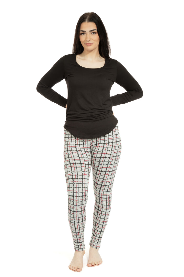 Light Gray Tartan - Cozy Lined Leggings