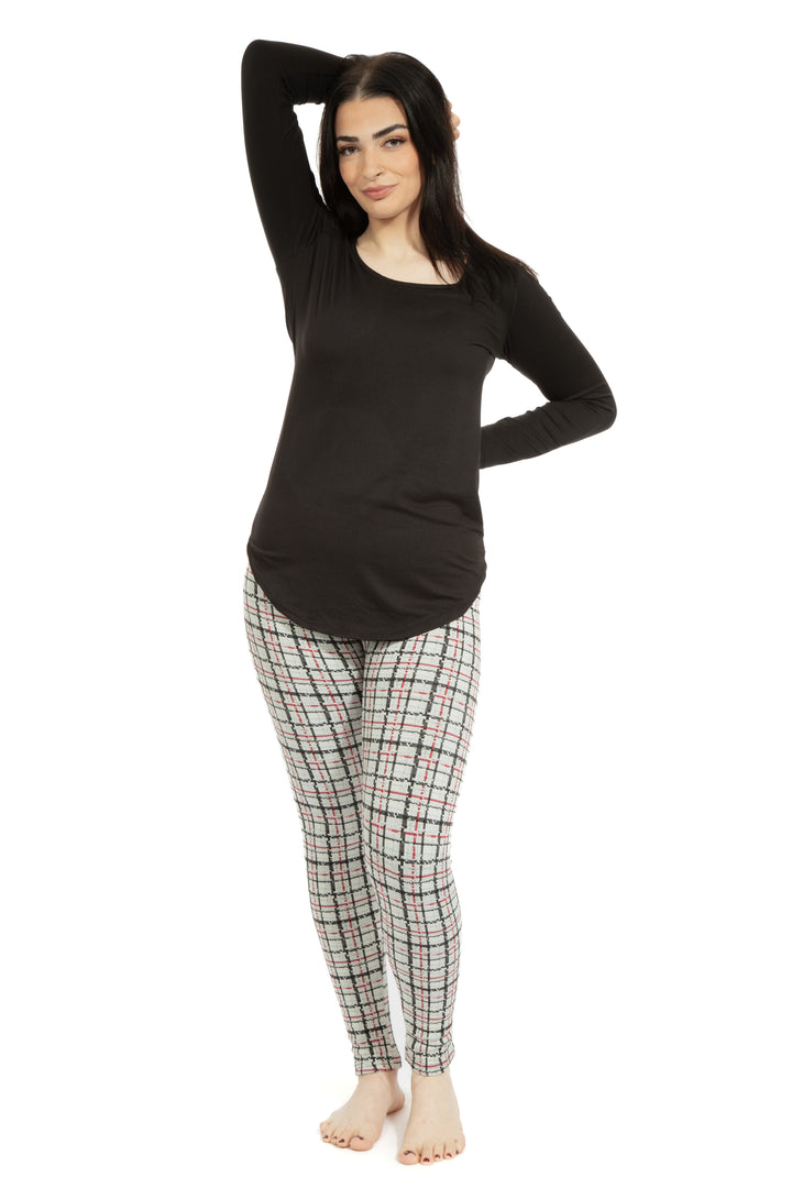 Light Gray Tartan - Cozy Lined Leggings