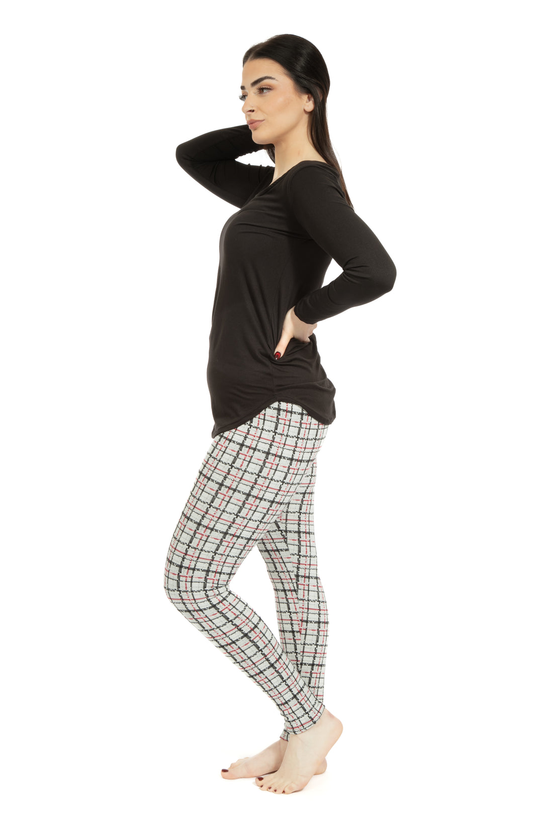 Light Gray Tartan - Cozy Lined Leggings