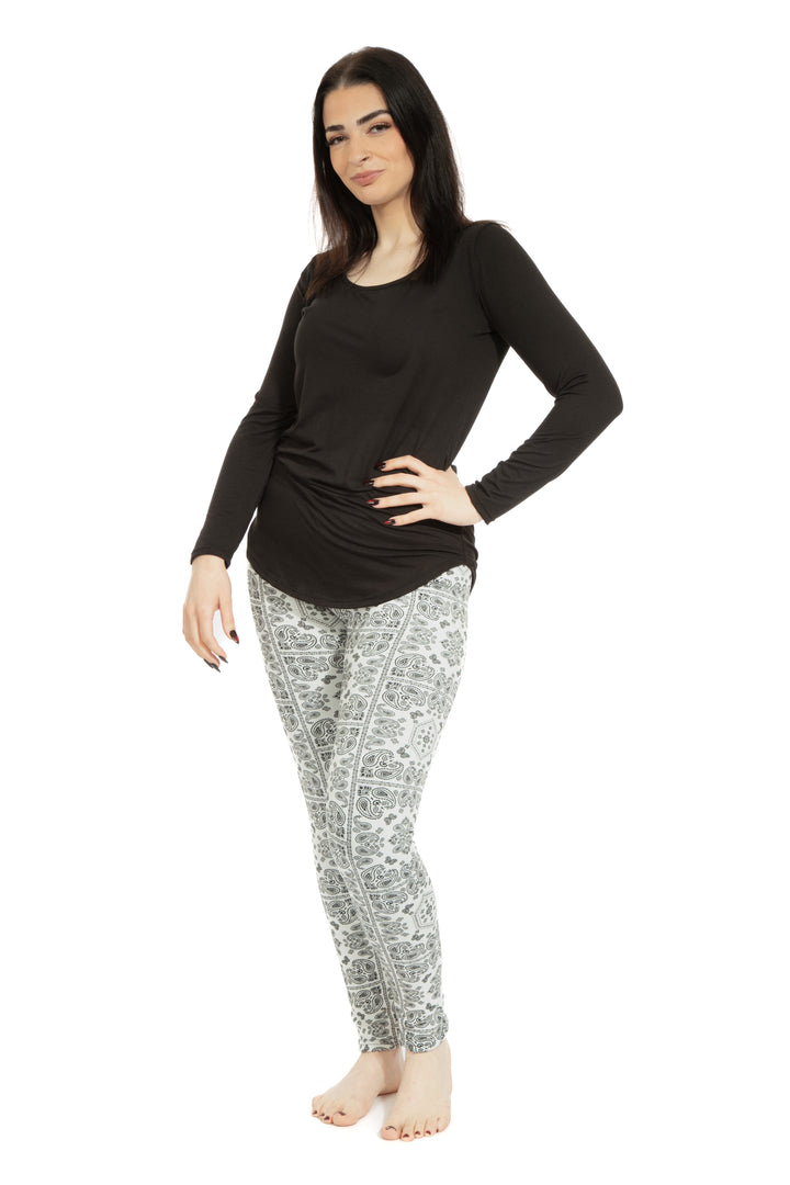 White Paisley- Cozy Lined Leggings
