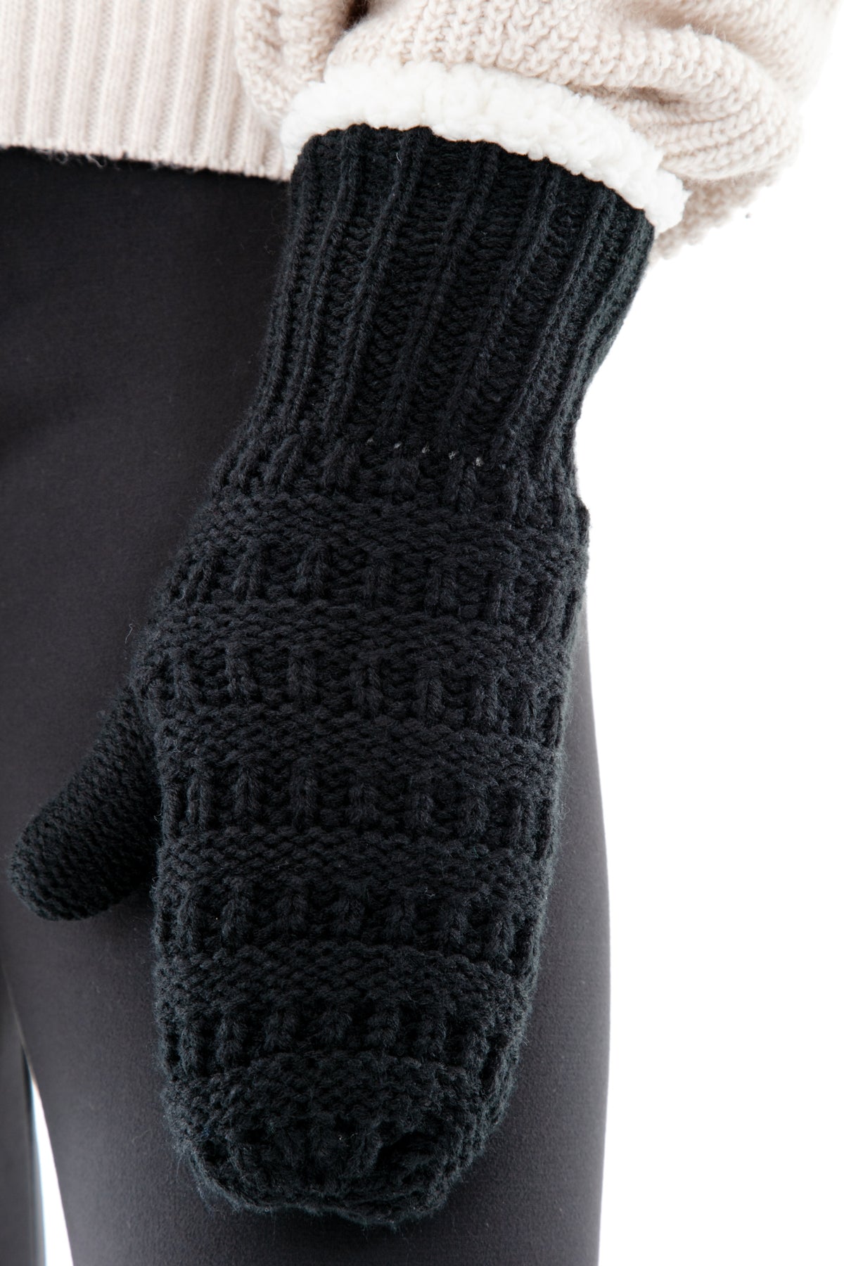 Black - Cozy Lined Mittens