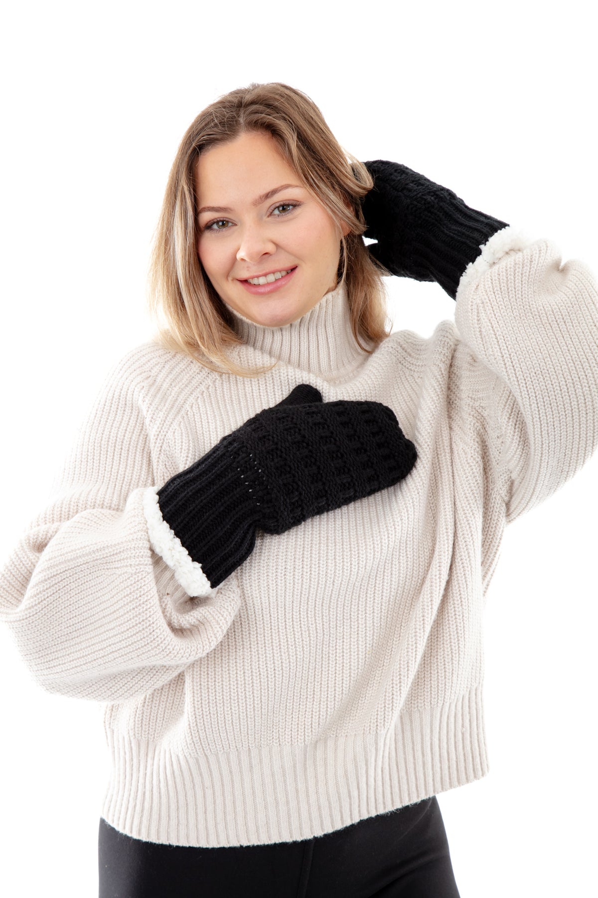 Black - Cozy Lined Mittens