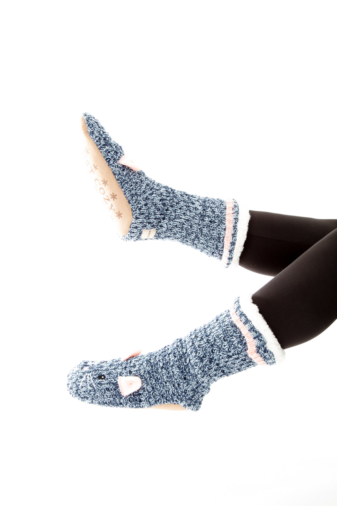 Mouse bleue - chaussettes de pantoufles confortables