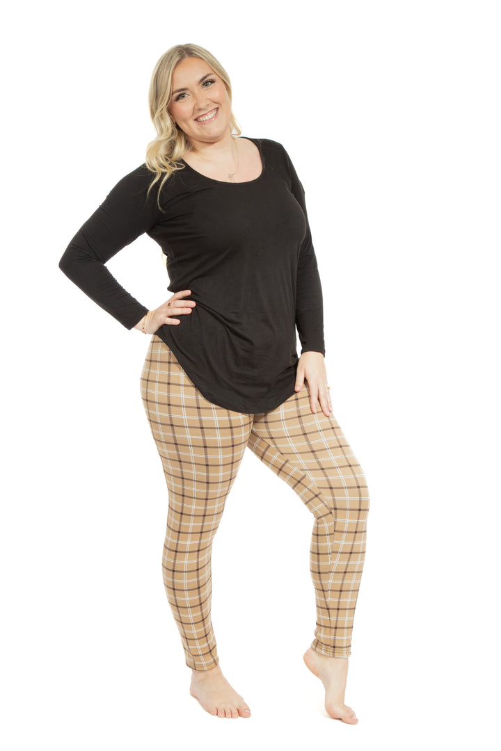 Mocha Plaid - Cozy Lined Leggings