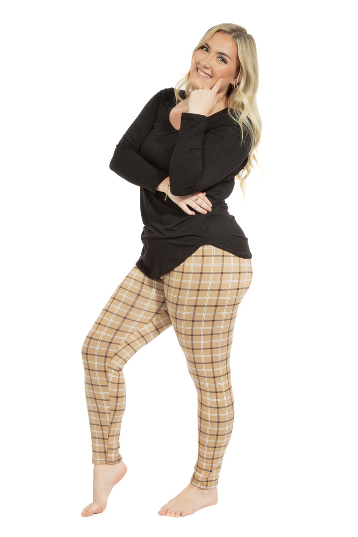 Mocha Plaid - Cozy Lined Leggings