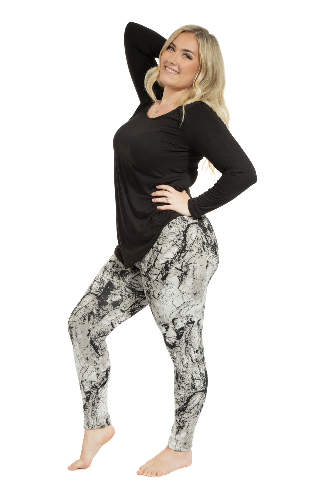 Gray Marble - Cozy Lined Leggings