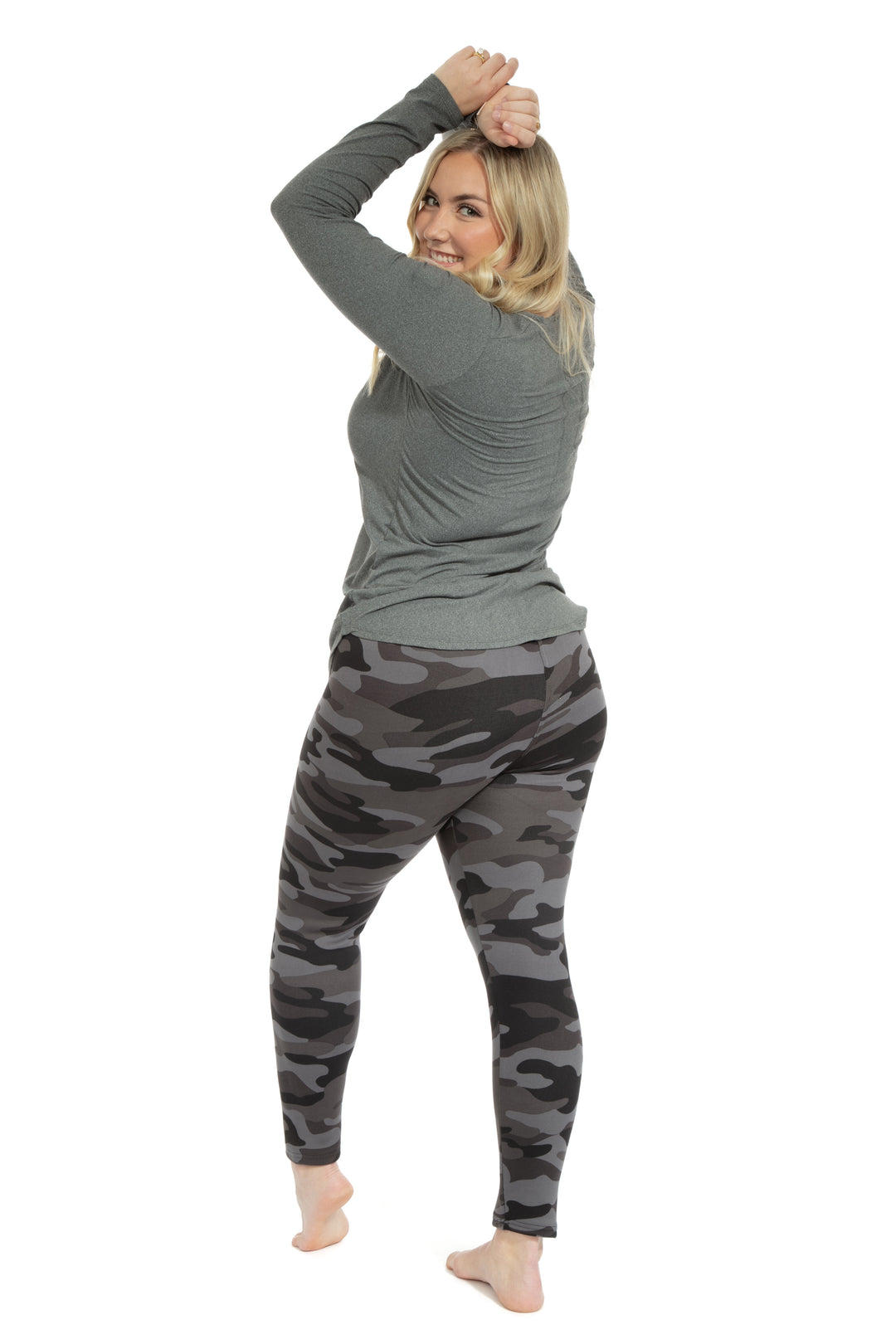 Grey Camouflage - Cozy Lined Leggings