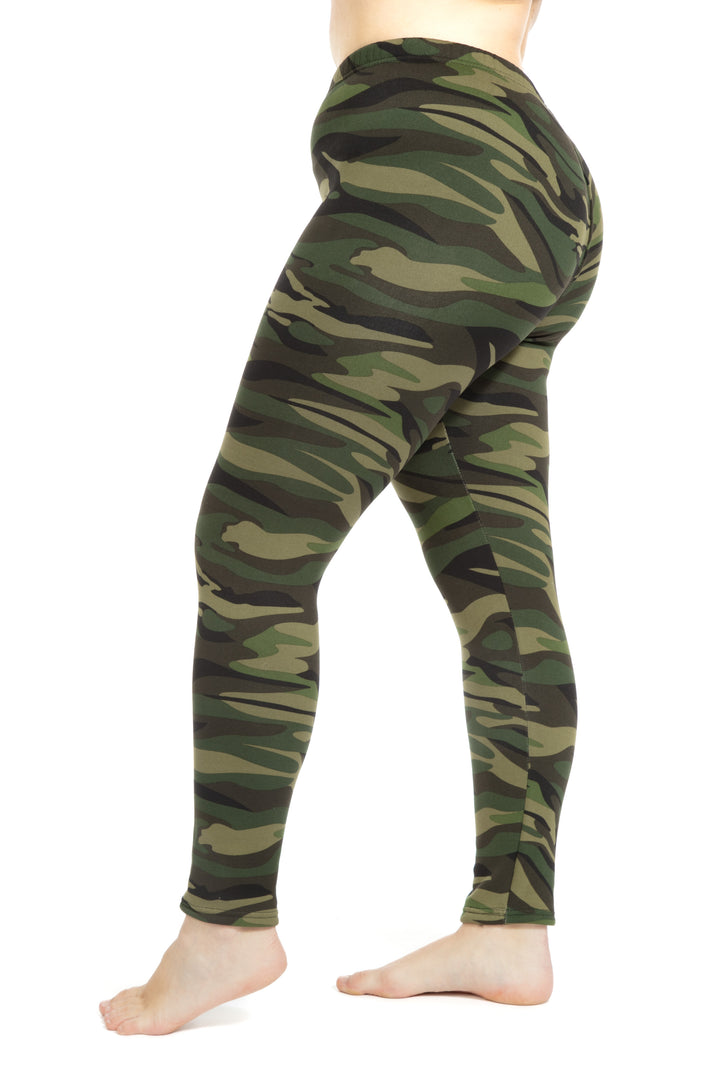 Green Camouflage - Cozy Lined Leggings