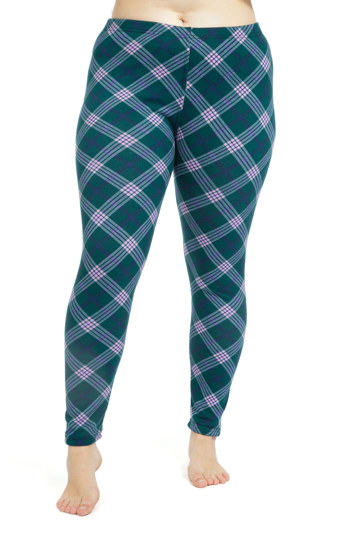 Pink & Green Squares - Cozy Lined Leggings