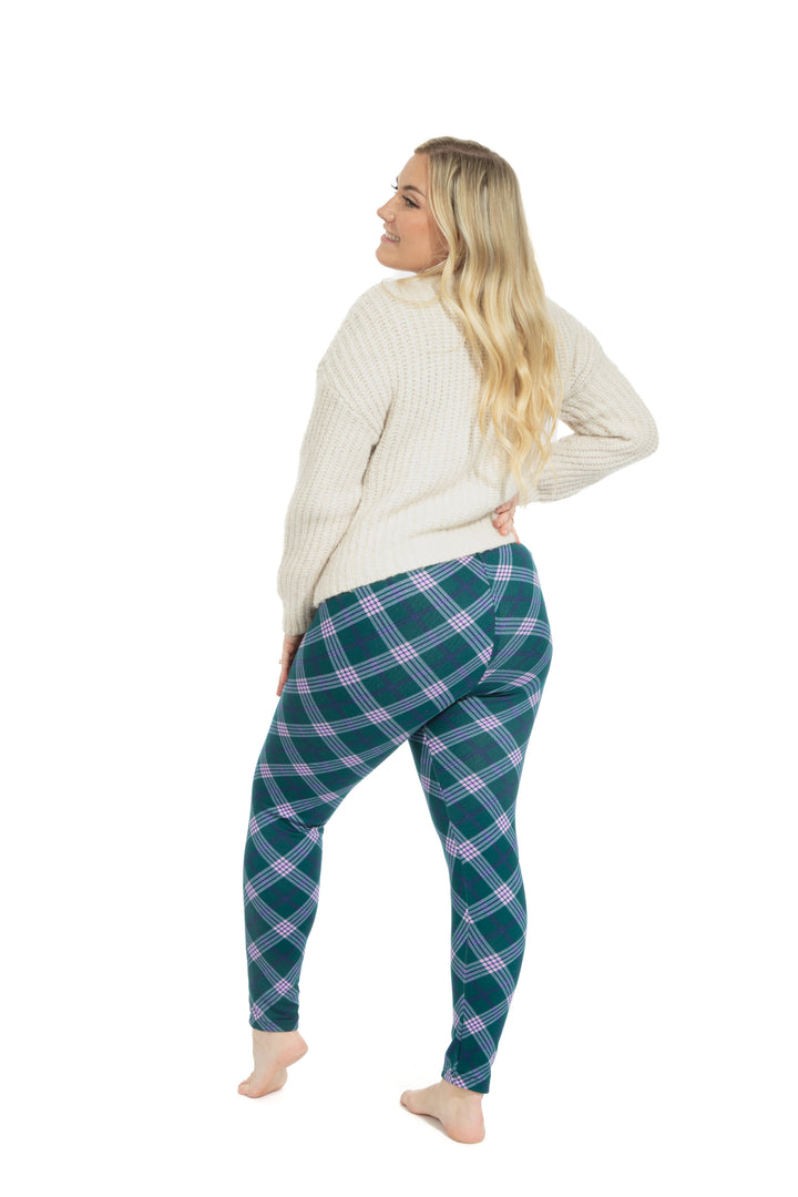 Pink & Green Squares - Cozy Lined Leggings