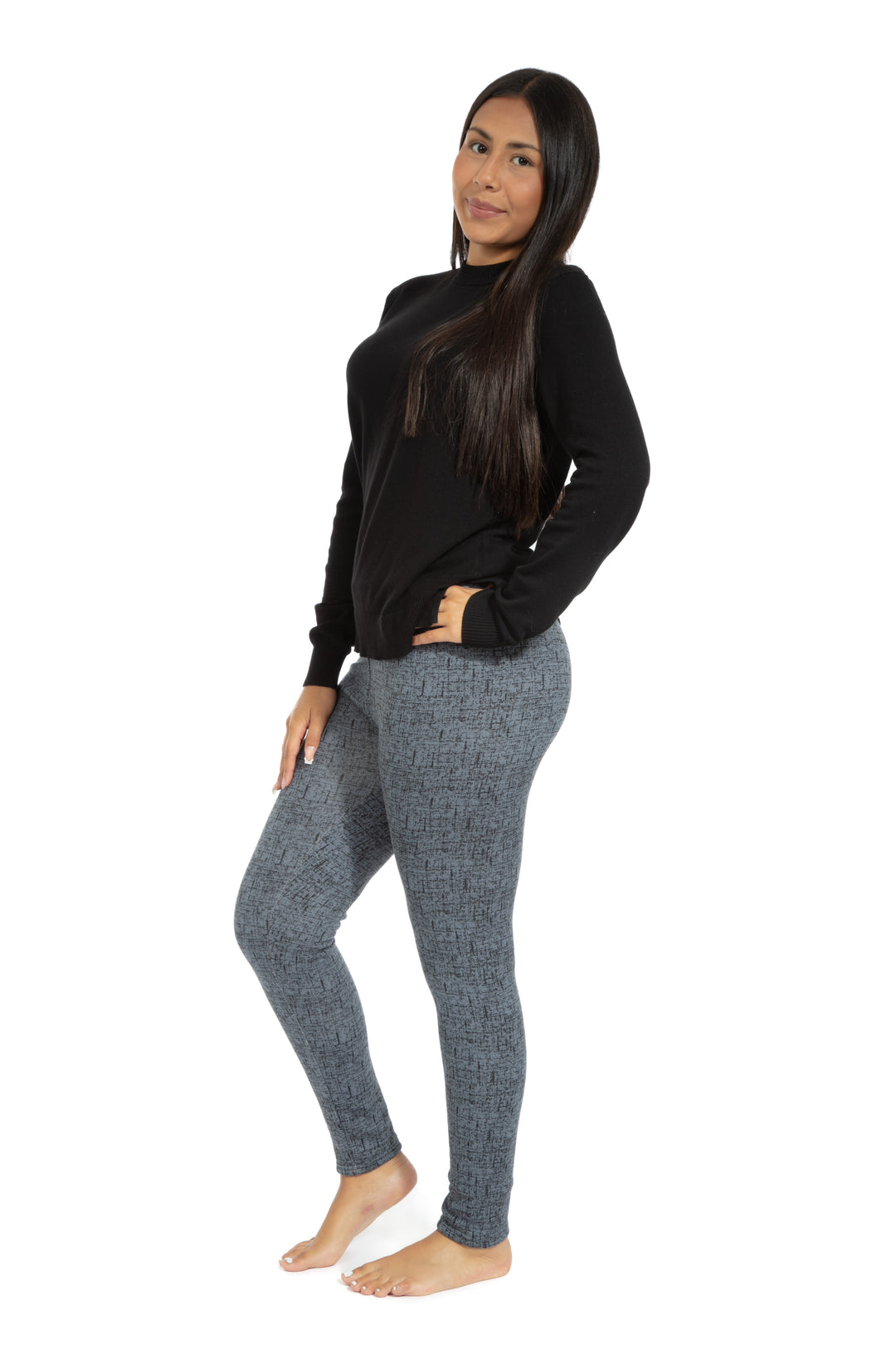 Gris marbré - Leggings doublés confortables